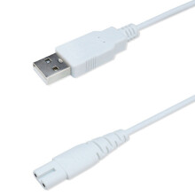 1,25 m USB-auf-Acht-Ladekabel kompatibel mit Rasierern/Hydrationsgeräten, Netzkabel (weiß).
