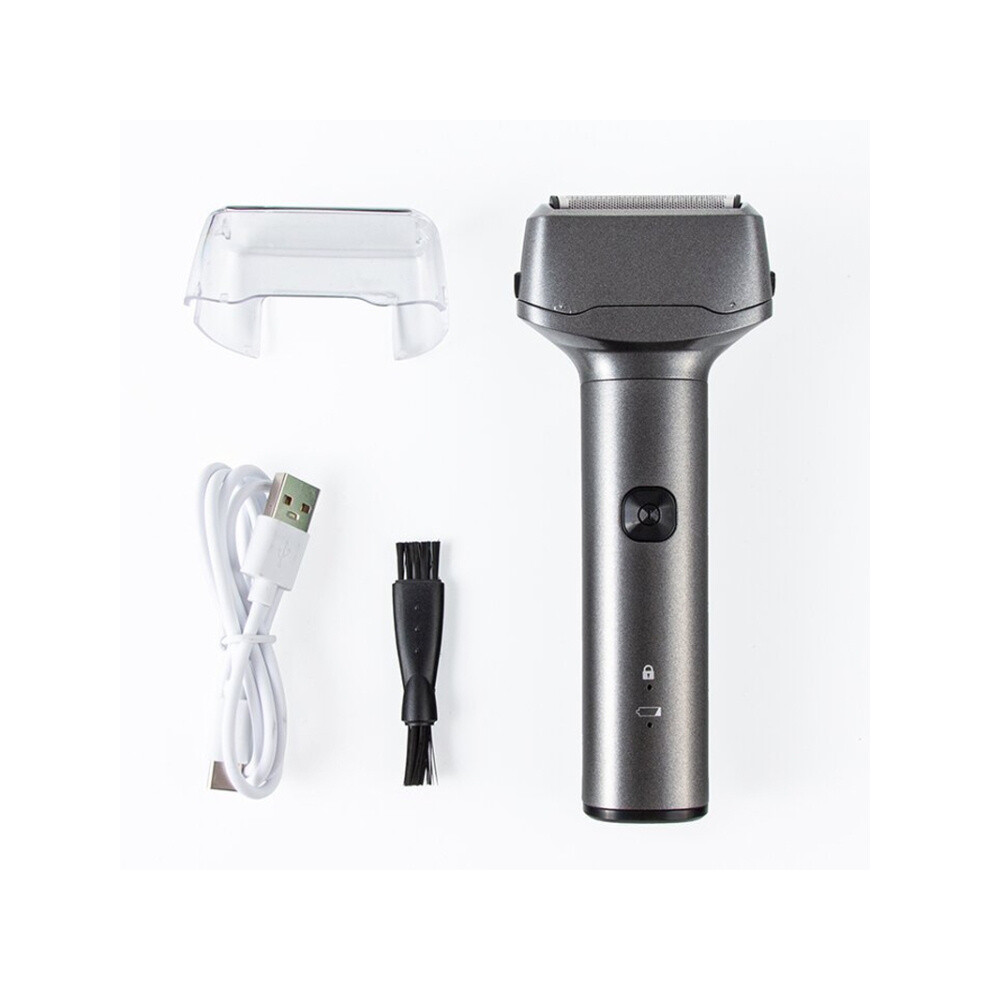 Gray Men Reciprocating 3-Blade Rechargeable Shaver Washable Portable Beard Razor(Gray)