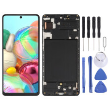 (Black) Écran LCD Super AMOLED pour ensemble complet de numériseur Galaxy A71 avec cadre (noir)