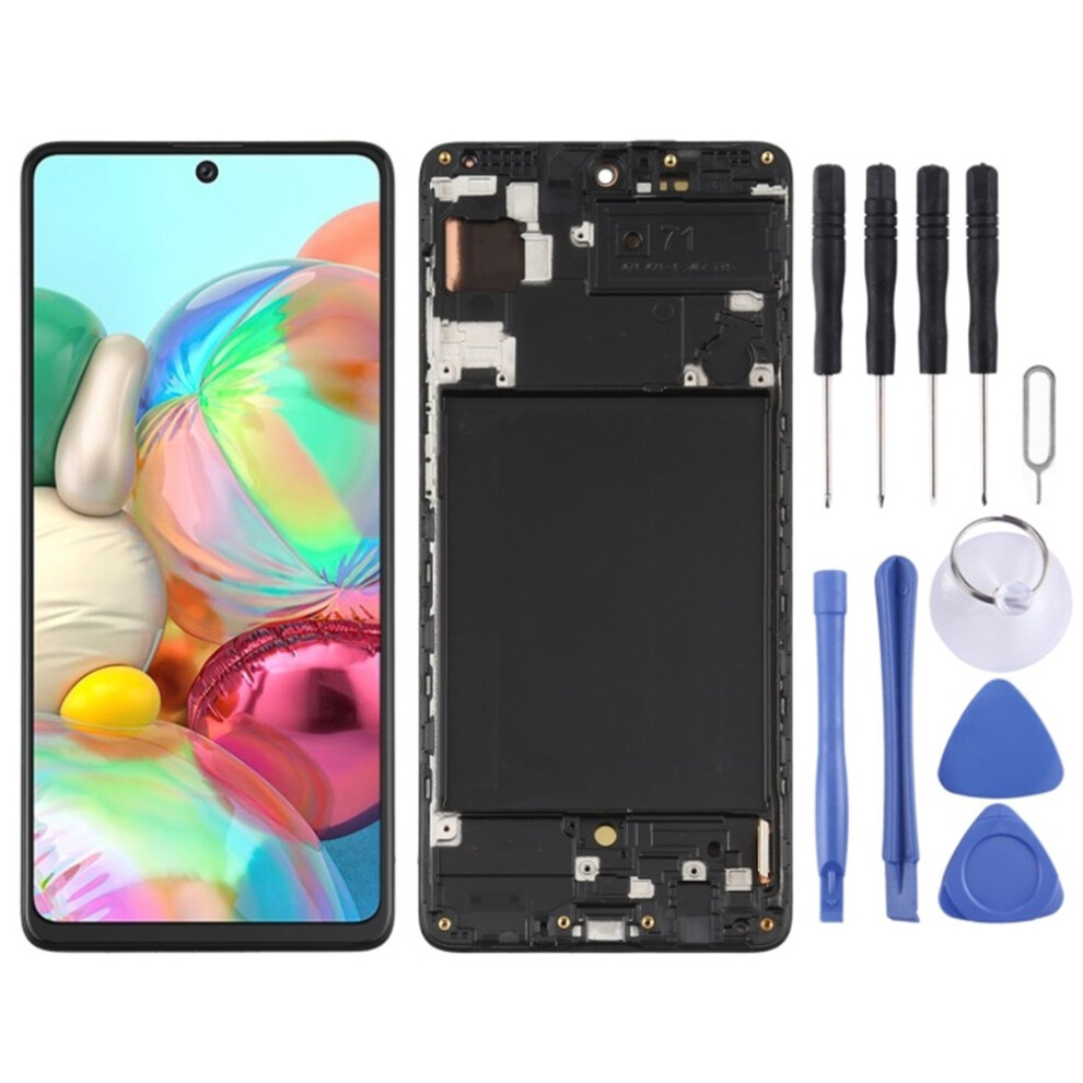 (Black) Super Amoled Lcd Screen For Galaxy A71 Digitizer Full Assembly With Frame (Black) Black 6963311544561