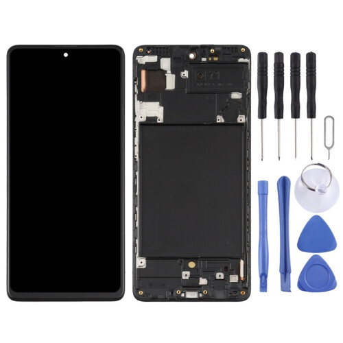 (Black) Schermo LCD Super AMOLED per Galaxy A71 Digitizer assemblaggio completo con cornice (nero) 1