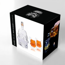3-teiliges Set: 750 ml kreative Stormtrooper-Glaskaraffe und doppelwandige Whiskygläser – Küchen- und Barzubehör, Geschenkidee für Män