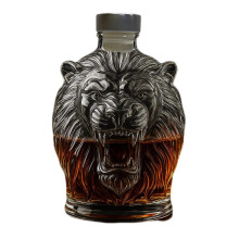 280 ml Whisky-Dekanter mit Löwenmotiv – Auslaufsicherer Verschluss – Glas-Rotweindekanter