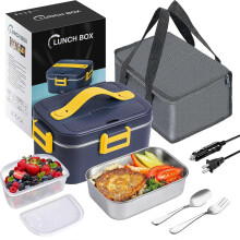 Elektrische Lunchbox, beheizte Lunchbox für Erwachsene, 3-in-1-Funktion zum Erwärmen von Speisen, 12 V/24 V/110 V, tragbar