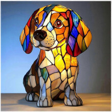 Neue LED-Nachtlichtserie „Hunde“ aus Kunstharz | Kreative Schreibtischlampe mit Tierfigur (B)