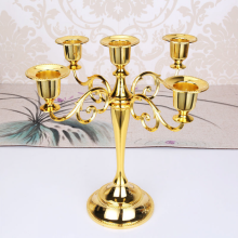 5-flammiger Metall-Kandelaber, 27 cm (Gold)