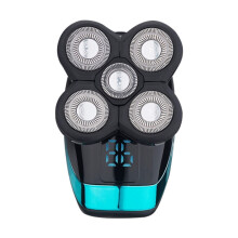 Afeitadora eléctrica recargable compatible, recortadora de cabello para cabeza rapada con pantalla digital inteligente, estilo: azul