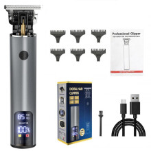 Compatible Digital Display Electric Hair Clipper Men'S T9 Slicked-Back Hair Clipper Home Use Bald Head Electric Clipper Set (Gunmetal) Dark