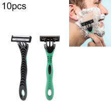 Paquete de 10 maquinillas de afeitar manuales desechables con cabezal sensor de acero inoxidable de tres capas y mango compatible.