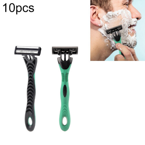 10-Pack Disposable Manual Razors With Three-Layer Stainless Steel Sensor Head And Comcompatibletable Handle.