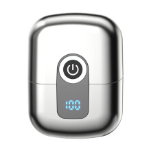 Afeitadora eléctrica magnética de doble anillo compatible, ideal para viajes, recargable, totalmente lavable, para hombre (plateada).