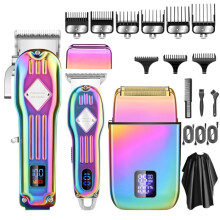 Compatible 3-Piece/Set Men'S Home Salon High-Power Hair Clippers (Colored) Colorful