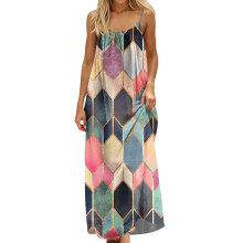 Women Backless Cami Dress, Summer Casual Sleeveless-Multi XL