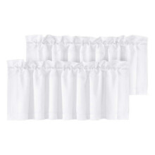 (White) 2Pcs Blackout Valance Thickened High Shading Solid Color Kitchen/Bathroom Soft Silky Stylish Window