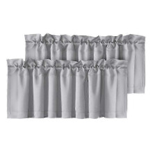 (Light grey) 2Pcs Blackout Valance Thickened High Shading Solid Color Kitchen/Bathroom Soft Silky Stylish Window