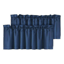 (Dark blue) 2Pcs Blackout Valance Thickened High Shading Solid Color Kitchen/Bathroom Soft Silky Stylish Window