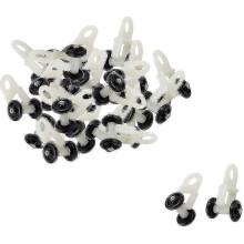 20pcs Slider Rail Curtain Roller Hook Wheel Curtain Sliding Pulley for Window Voile Plastic Roller Black White - jjS