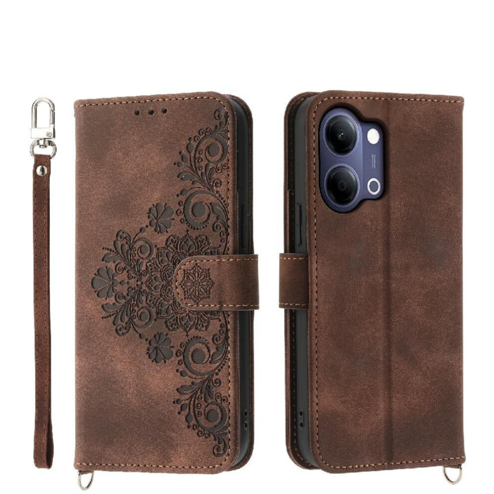 () Case For Vivo Y05 Embossed Wristband Shockproof Multiple Credit Card Slots 764563374670