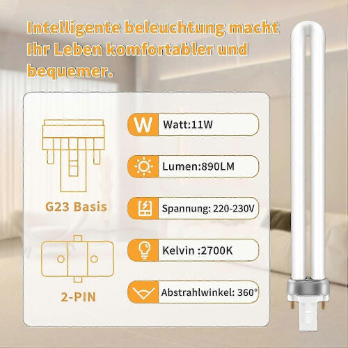 G23 2 ακίδων 11W CFL, Θερμό λευκό 2700K, 890LM, Συσκευασία 2 SZRH 1