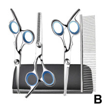 (Blue) Pet Grooming Scissors Set Stainless Steel Round Head Safety Scissors