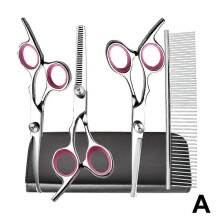 (Pink) Pet Grooming Scissors Set Stainless Steel Round Head Safety Scissors
