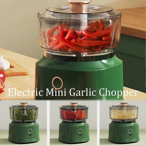 (Green) Electric Mini Garlic Chopper Kitchen Multifunctional Meat Grinder 1