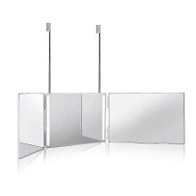 (White) 360 Trifold Vanity Makeup Mirror with Telescoping Hook Adjustable Height for Hair Cutting Portable Travel Mirror Home Salon Use
