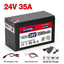 (24V 35A) Applies to LiFePO4 24V 120Ah High Current Lithium Ion Battery with BMS for Solar Panels Electric Boats Remote Control Toys Camping Lights