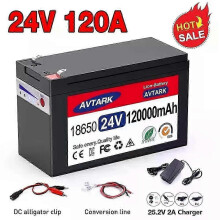 (24V 120A) Applies to LiFePO4 24V 120Ah High Current Lithium Ion Battery with BMS for Solar Panels Electric Boats Remote Control Toys Camping Lights