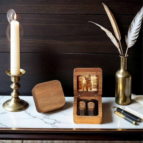 (A) Wooden Urn For Human Ashes Keepsake Cremation Urn Box For Pets Engraving 2