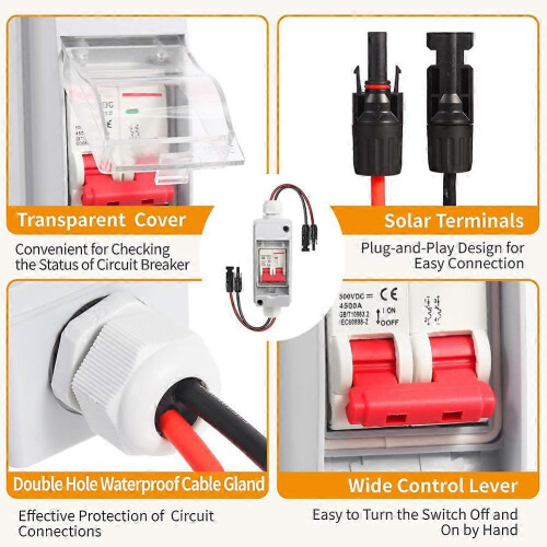 Solpanelafbryder DC 500V solafbryderboks 32Amp IP65 vandtæt miniatureafbryder solcelleanlæg 2