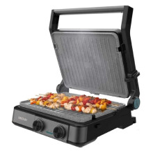 Cecotec Rock’nGrill 2200 Dual - Griglia elettrica 2200W, piastre removibili, apertura 180