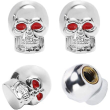 4 Pieces(skull Silver) Chrome Skull Valve Caps Tire Caps Car Accessories Universal Valve Caps for Car Suv Truck Motorcycle Bike