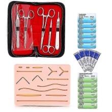 Complete Student Suture Practice Kit with Silicone Pad & Tools for Medical Training