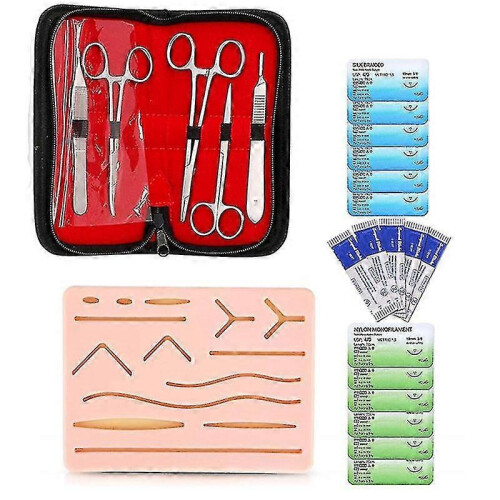 Complete Student Suture Practice Kit with Silicone Pad & Tools for Medical Training