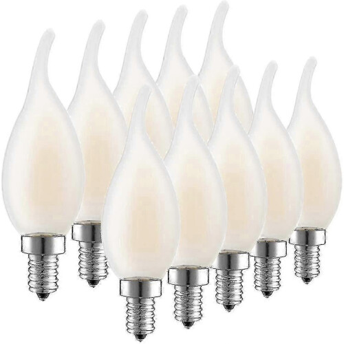 Dimmable Warm White Bulbs for Ambient Lighting, E14 4W Flame LED 10-Pack