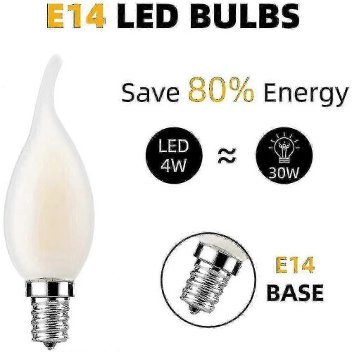 Dimmable Warm White Bulbs for Ambient Lighting, E14 4W Flame LED 10-Pack 2