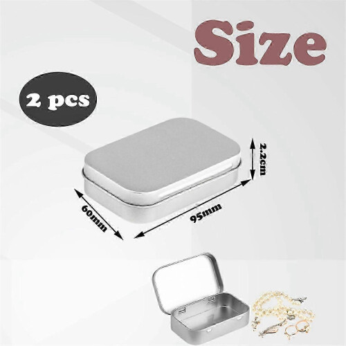 2 PCS Small Storage Box with Lid Rectangular Small Tin Boxes Metal Box with Lid Small Tin Box for Ho Edition 0708 1