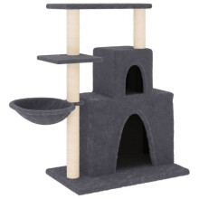 Kattenboom - HELLOSHOP26 - 83 cm - Donkergrijs - Engineering hout - Natuurlijke sisal
