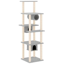 Kattenboom meubel toren klimmen speelgoed Krabben krabpaal beklimming platform met sisal krabbers lichtgrijs 169 cm grijs 02_0022588