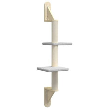 Kattenboom - HELLOSHOP26 - Muur toren - Lichtgrijs - Natuurlijke sisalpaal - Ruimtebesparende muur