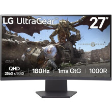 LG UltraGear Curved Gaming Monitor 27GS60QC, 27 inch, 1440p, 180Hz, 1ms Response Time, VA Panel, AMD FreeSync, Smart Energy Saving, DisplayPort