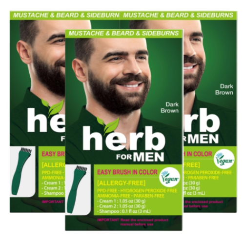 Herb For Men, PPD & Ammonia Free Mustache 3pack
