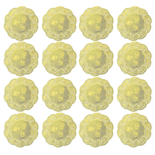 100 Stück moderne Papierdeckchen mit Goldspitzenbesatz, Tellerdeckchen, Untersetzer, kleine Papierdeckchen – Gut