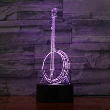 Kreative 3D-LED-Banjo-Nachtlampe mit Touch-Funktion, optische Illusion, 7 Farbwechsel, ideale Dekoration für Zuhause, Weihnachten oder Gebu
