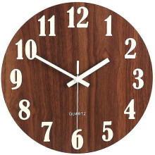 30 cm/12 Zoll große, leuchtende Wanduhr im Holzdesign mit Nachtlicht, geräuschlos und ohne Ticken, modern und rund