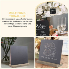 6 Pack Rustic Chalk Board Sign with Wood Stand for Wedding Decorations Signs Labels 6X5 inch Blackboard