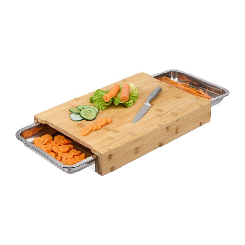 Bamboo Cutting Board with Juice Grooves and Trays