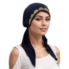 Portable Foldable Hijab African Style Sunflower-Navy Blue os