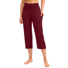 Women Soft High Waist Work Trousers Business Casual-Burgundy M